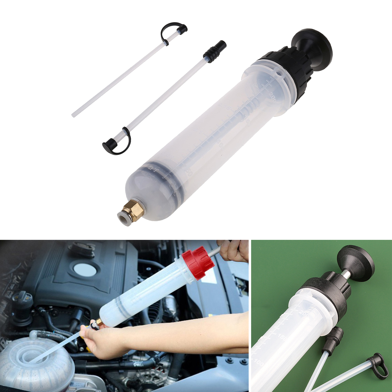 7OZ 200ML Automotive Oil Fluid Extractor Set Filling Syringe Manual Pump