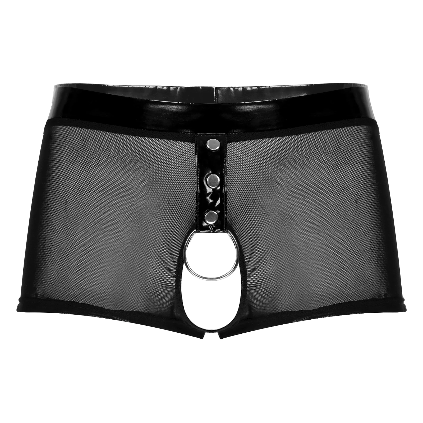 most comfortable boxer briefs Mens Sexy Lingerie Erotic Open Crotch Panties Crotchless Underwear Underpants O Ring See Through Mesh Underwear with A Hole cotton boxer shorts