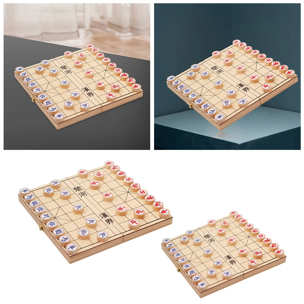 Foldable Wooden Chinese Chess Board Games Portable Chinese Chess Xiangqi for Kids, Adults & Family, Large