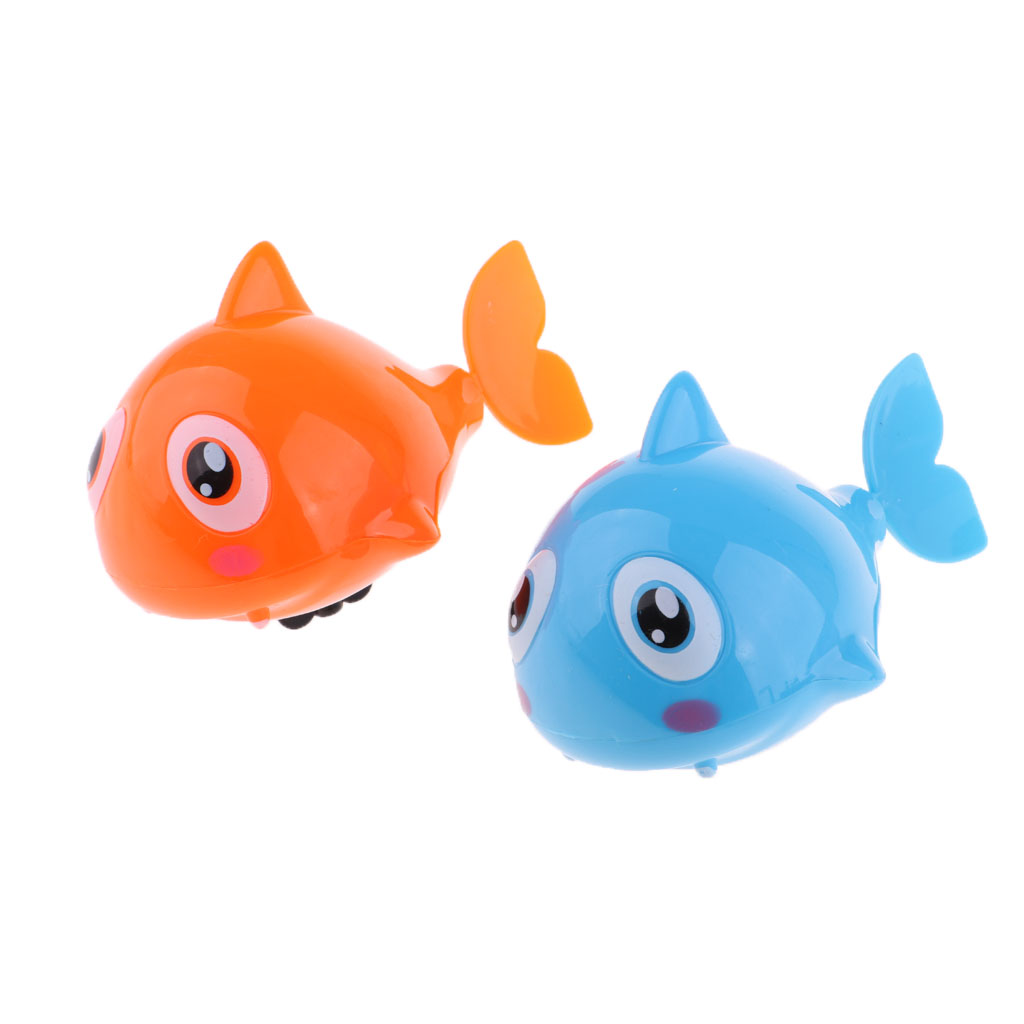 2Pcs Random Pull Cartoon Wind Up Shark Animals Baby Bath Kids Clockwork Toys