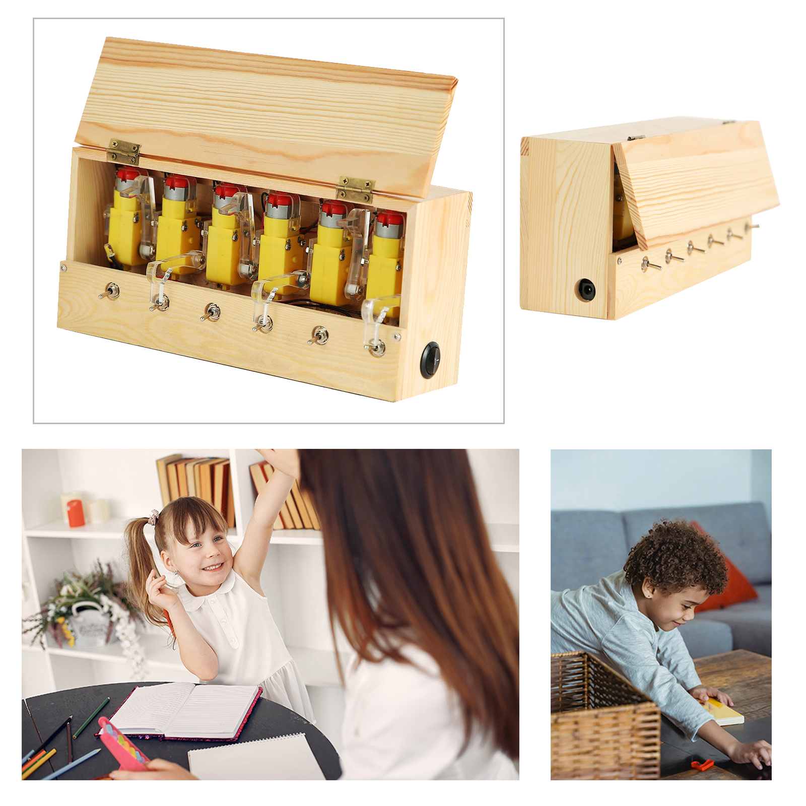 Useless Box Leave Me Alone Machine Box Natural Wooden Toy for Desk Toys
