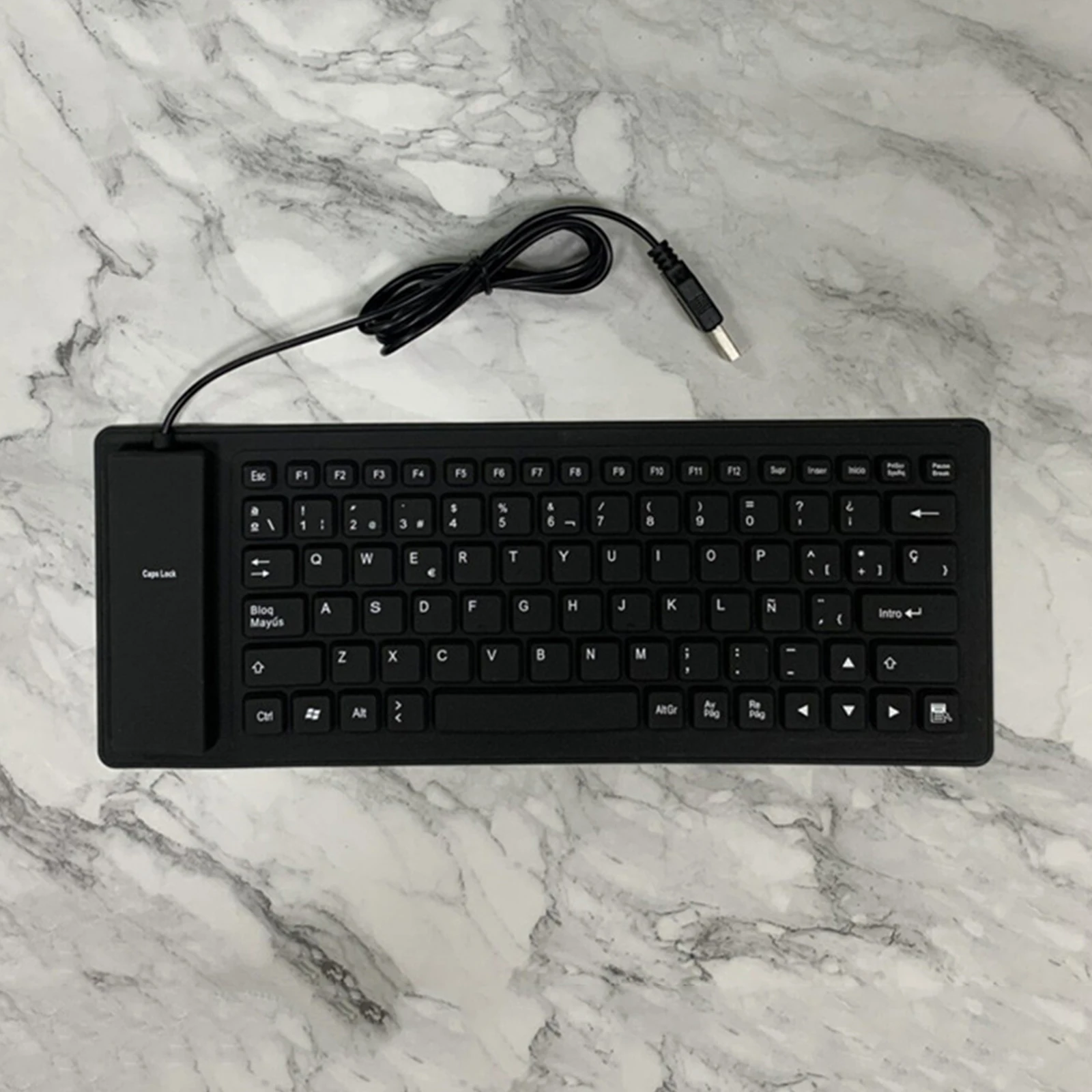 Foldable Spanish Keyboard Waterproof Rollup Keyboard for Desktop Laptop