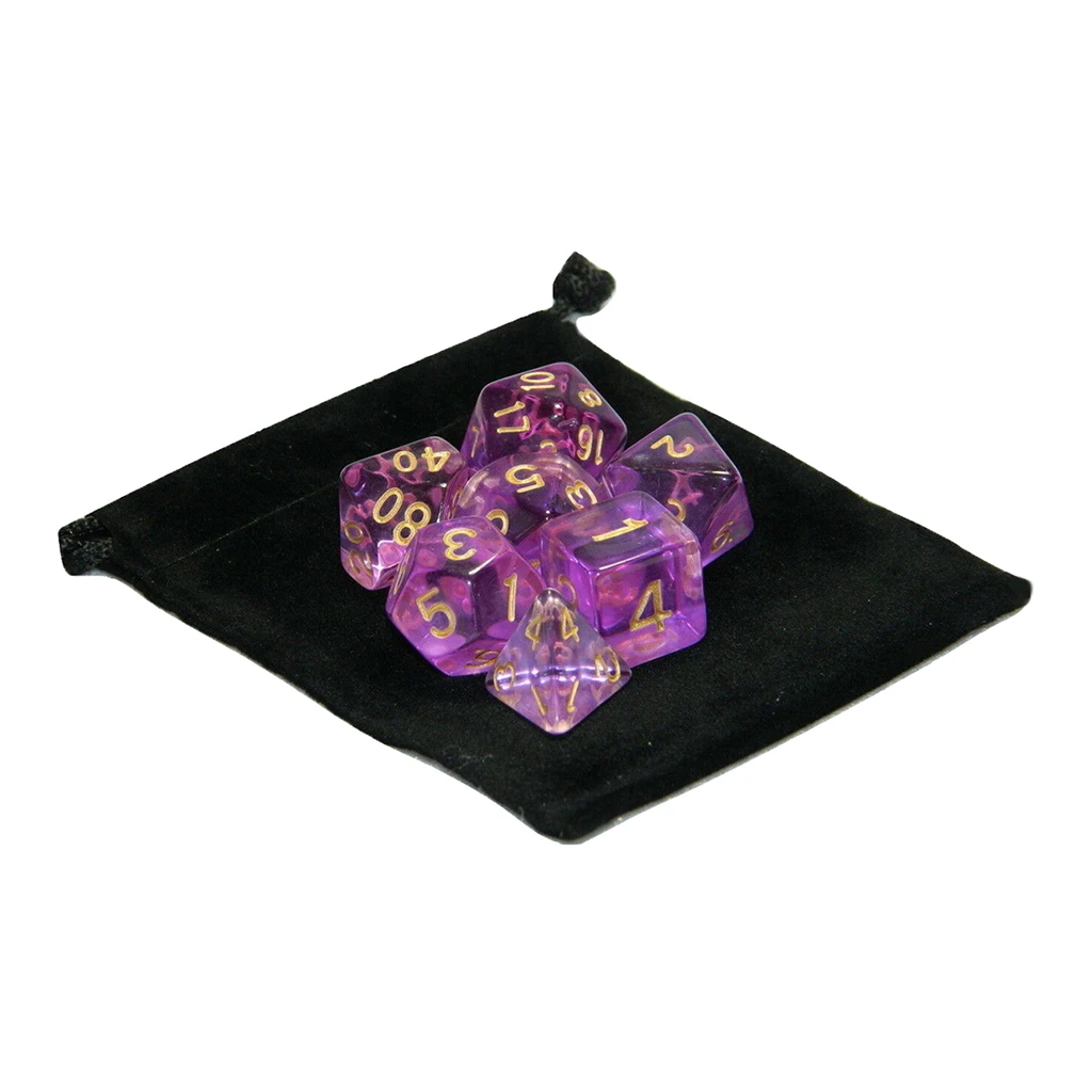 Polyhedral Dices with Storage Bag Kit Board Play Plaything Props Accessary Digital Fridends Party D4 D6 D8