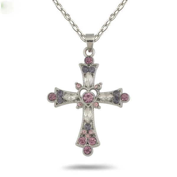 Vintage Color Zircon Cross Virgin Pendant Necklace Charm Lady Necklace Religious Belief Jewelry Party Necklace Festival Gift Vintage Color Zircon Cross Virgin Pendant Necklace Charm Lady Necklace Religious Belief Jewelry Party Necklace Festival Gift