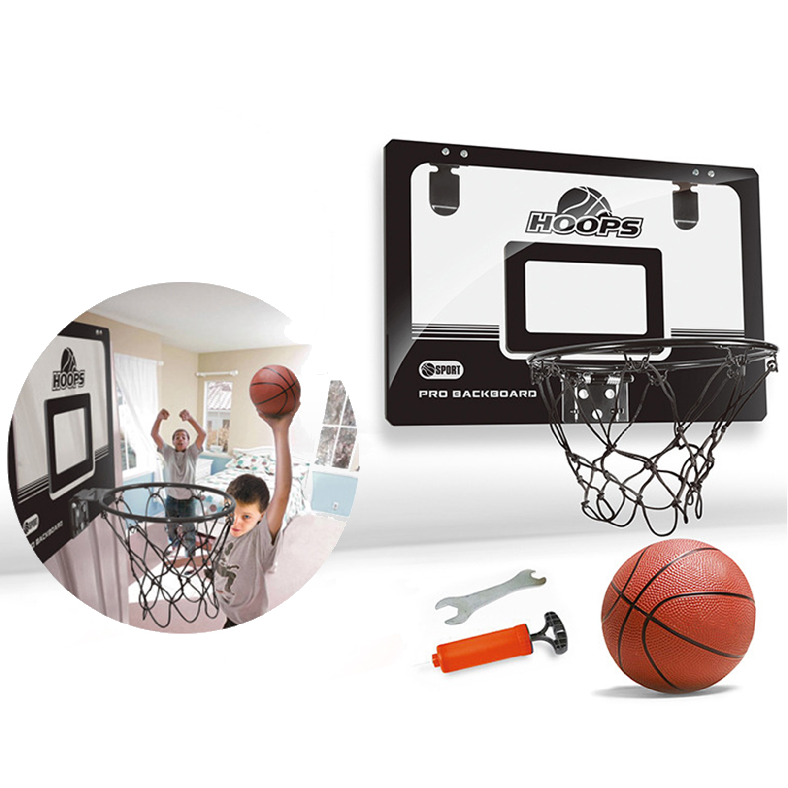 Portable Funny Mini Basketball Hoop with Balls Toys Kit Over The Door Indoor Garden Home Sports Activities Toy for Kids Adults