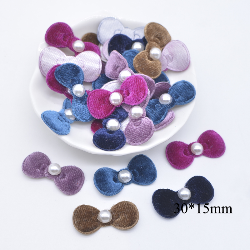 Description Picture 5 of item40Pcs Multicolor Cloth Bow with Pearl for Clothes Patches Sewing Crafts Socks Gloves Shoes Decal Headwear Decor Accessories