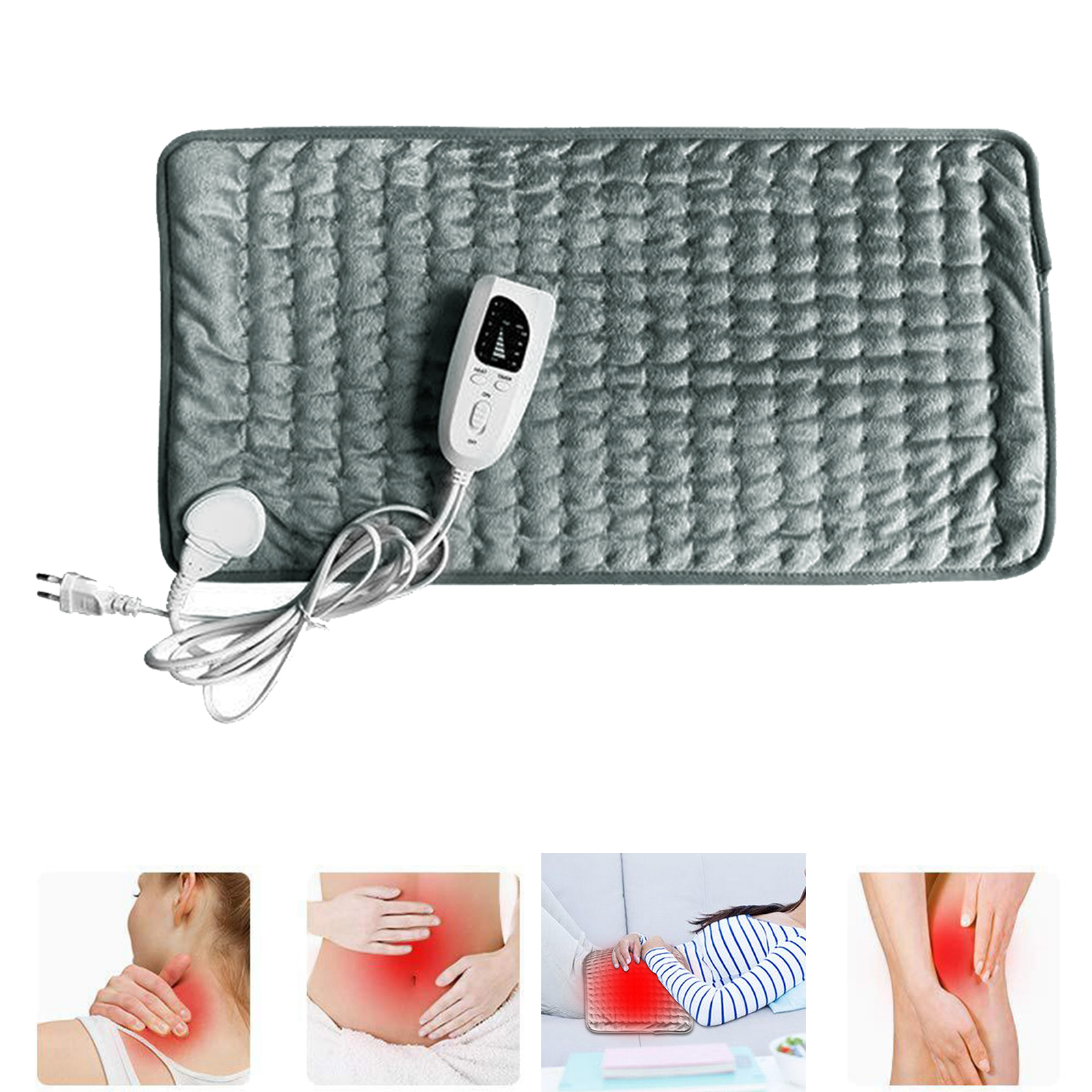 Washable Therapeutic Electric Heat Pad, Heating Mat, Soothing Muscle Tension Abdomen Waist Back Neck Pain Relief