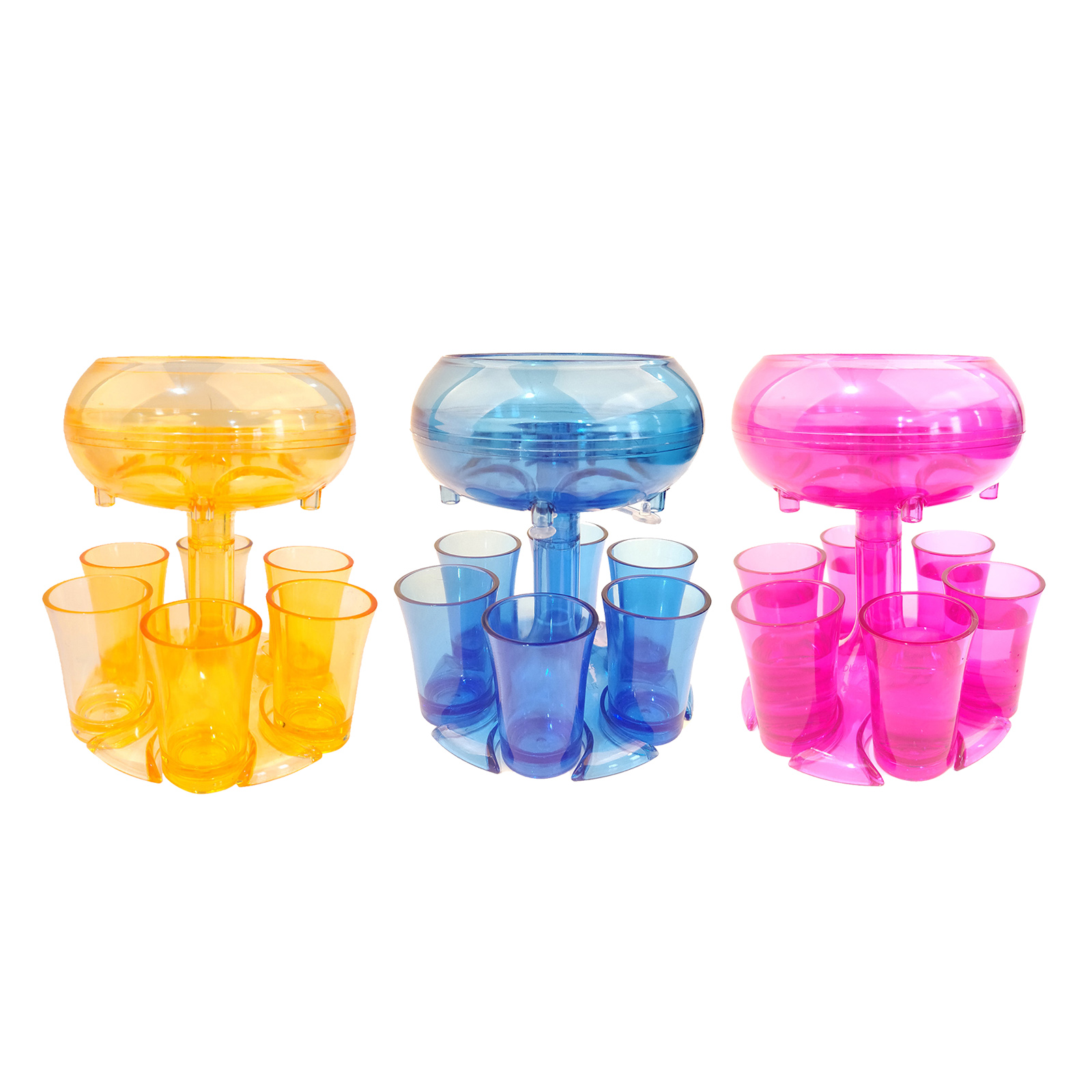 6 Shot Glass Dispenser Holder with 6 Pcs Acrylic Cup Drinking Games Wine Dispenser for Weekend Party Cocktail Parties