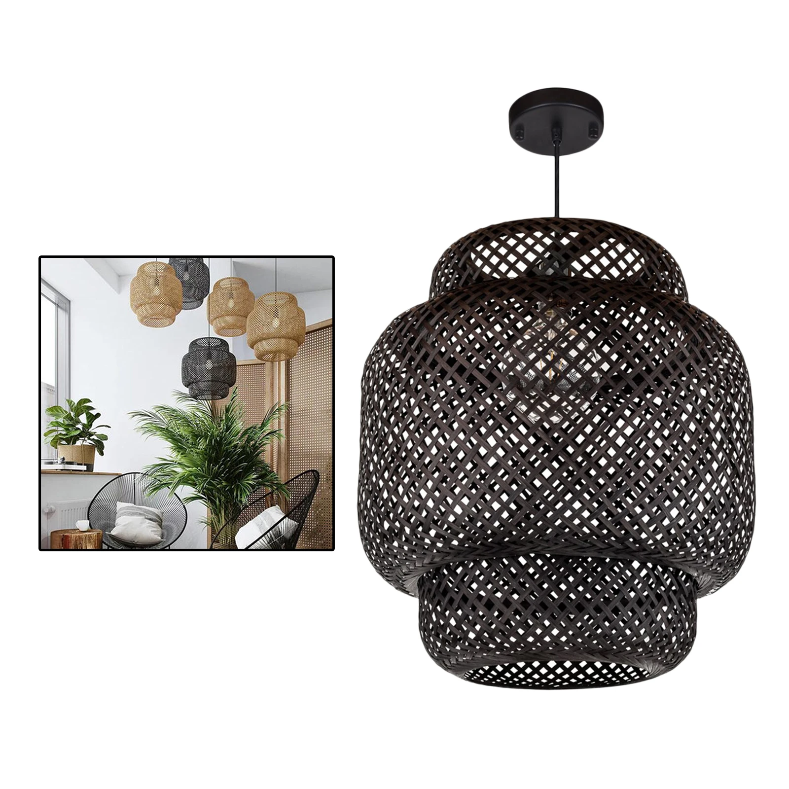 1 Pc Rattan Woven Portable Lamp Protective Cover for Home Shop 