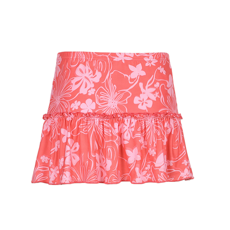 Women's A-Line Mini Skirt 90S High Waist Floral Print Frill Trim Above Knee Short Skirt Y2k Style Skirts Streetwear