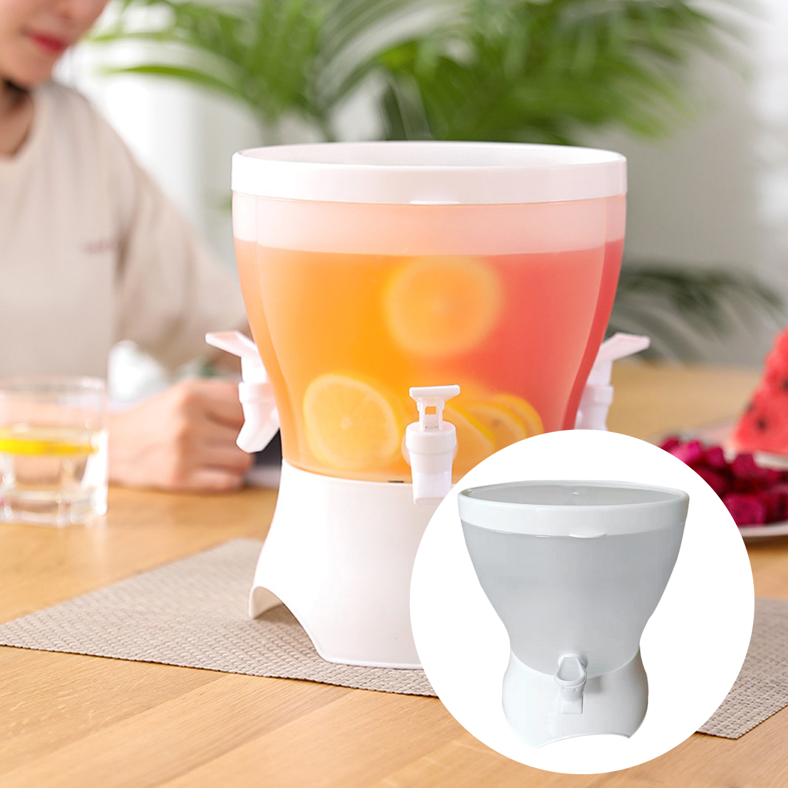 Cold Water Bottle with 3 Compartments and Faucet Beverage Storage Container Heat Resistant Kettle Clear Fruit Juice Container