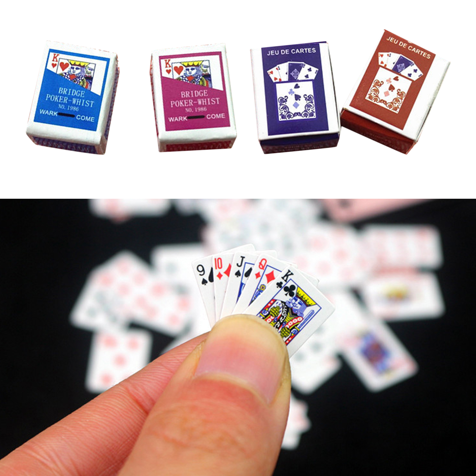 Fun Miniature Poker 1:12 Dollhouse Playing Cards Doll House Mini Poker Decor