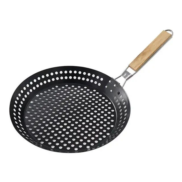 Removable Handle Perforated Pizza Pan, Detachable Handle With Perforated  Pizza Plate, Durable Iron Modern Frying Duck And Chicken Leg Pizza Making Pot  Pan, Portable Baking Outdoor Camping Grill Tray, Bbq Accessories 