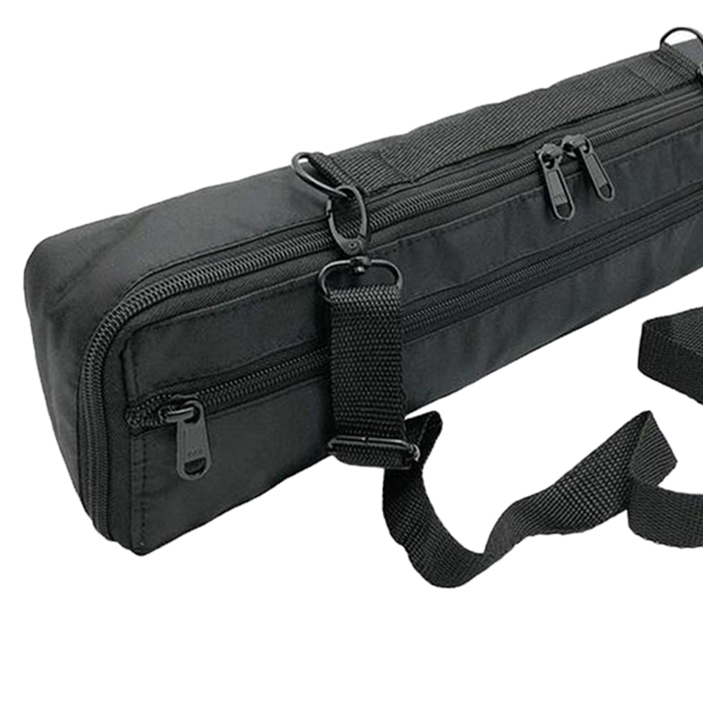 Portable 16 Holes Flute Bag Black Plushed Padded w/ Shoulder Strap Accessory