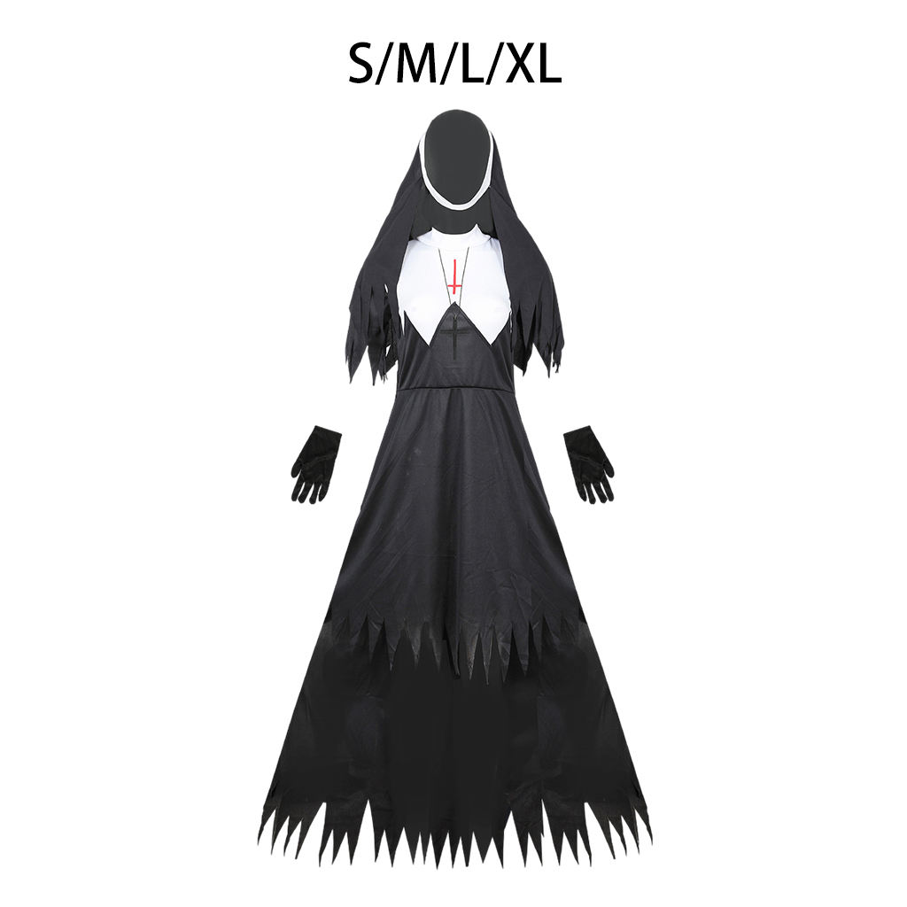 Adult Ladies Womens Spellbound Nun Set of Fancy Dress Costume Halloween Party Cosplay Clothing High Quality Costume S M L XL
