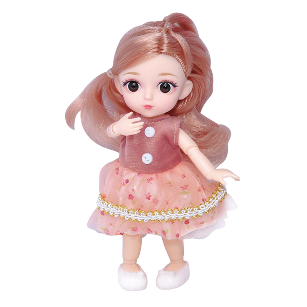 12 Joints 16cm Baby Doll Long Hair Dress Up for BJD Dolls Toy DIY Accessory