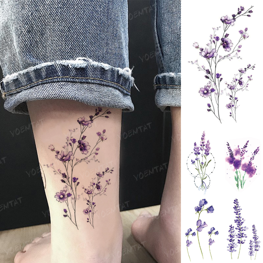 Best of Waterproof Temporary Tattoo Sticker 3D Watercolor Realistic Lavender Daisy Flower Tatto Women Men Child Kids Ankle Fake Tattoos Reviews & Tips