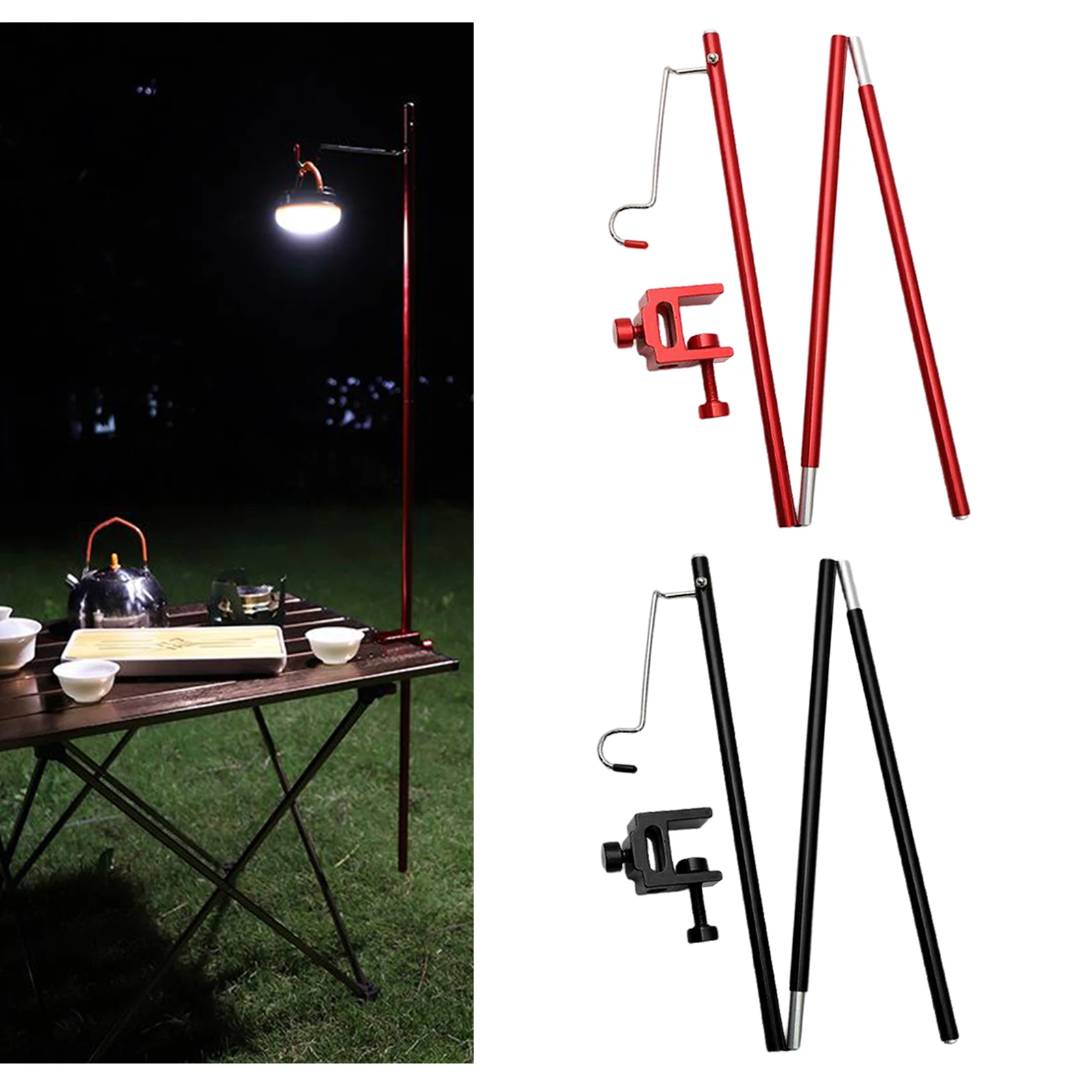 Garden Camping Tent Light Support Rod & Table Clip Holder for Hiking Fishing