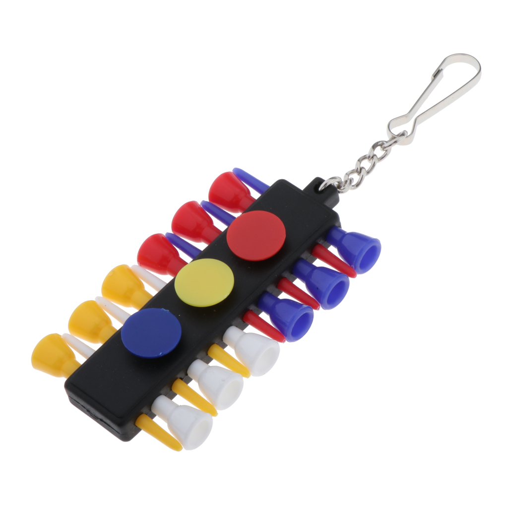Portable Golf Tee Holder Carry Shelf with Clip Keychain 55mm Tees Ball Marker