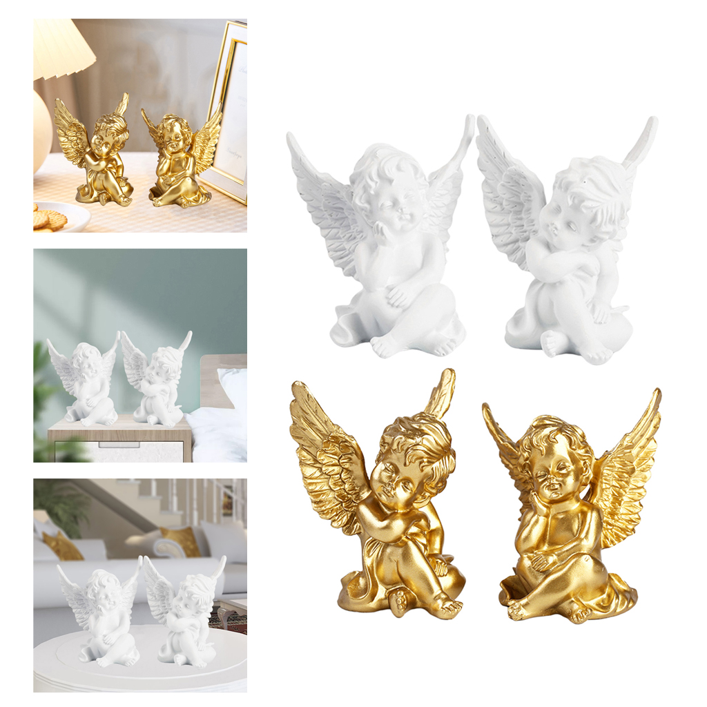 4pcs Cupid Angel Statue Tabletop Cherub Home Decorative Garden Ornaments 