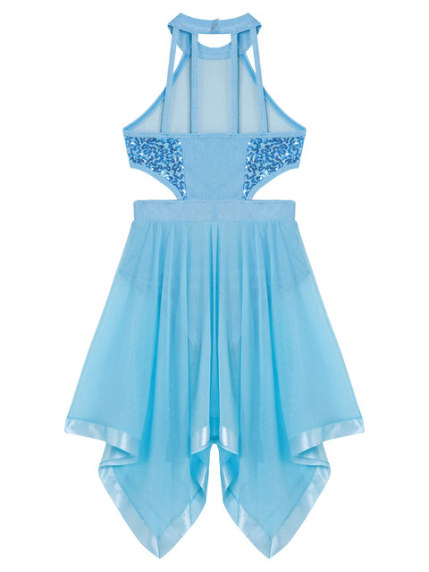 Robe De Danse Femme Asymétrique En Mousseline De Soie – Sans Manches, Bretelles Spaghetti – Pour Danse Lyrique Et Contemporaine - 3