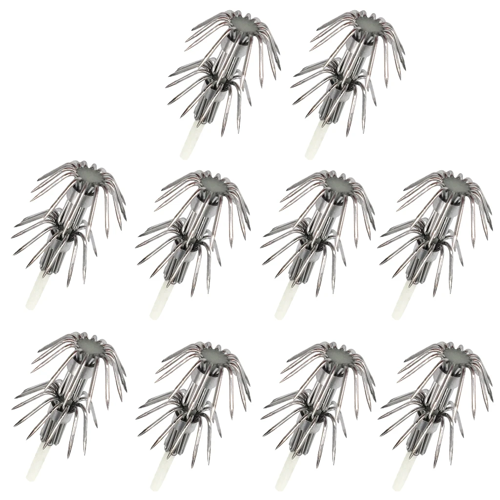 10pcs Stainless Steel Squid Jig Hooks Sea Fishing Hooks Glow in Dark Fishhooks DIY Umbrella Hook les hamecons Anzuelos de pesca