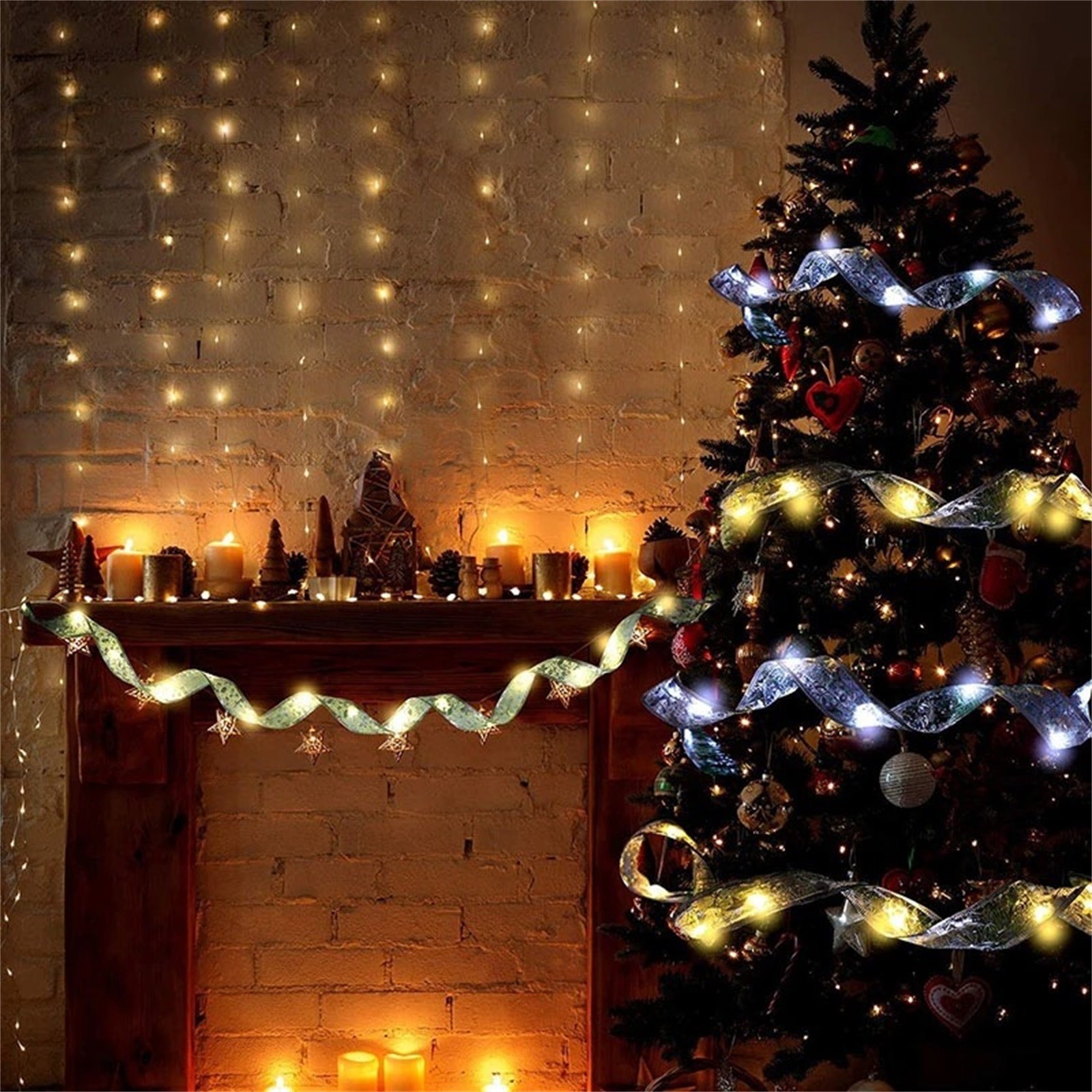 Christmas Tree Ribbon String Lights,4meters Led Striking House Party