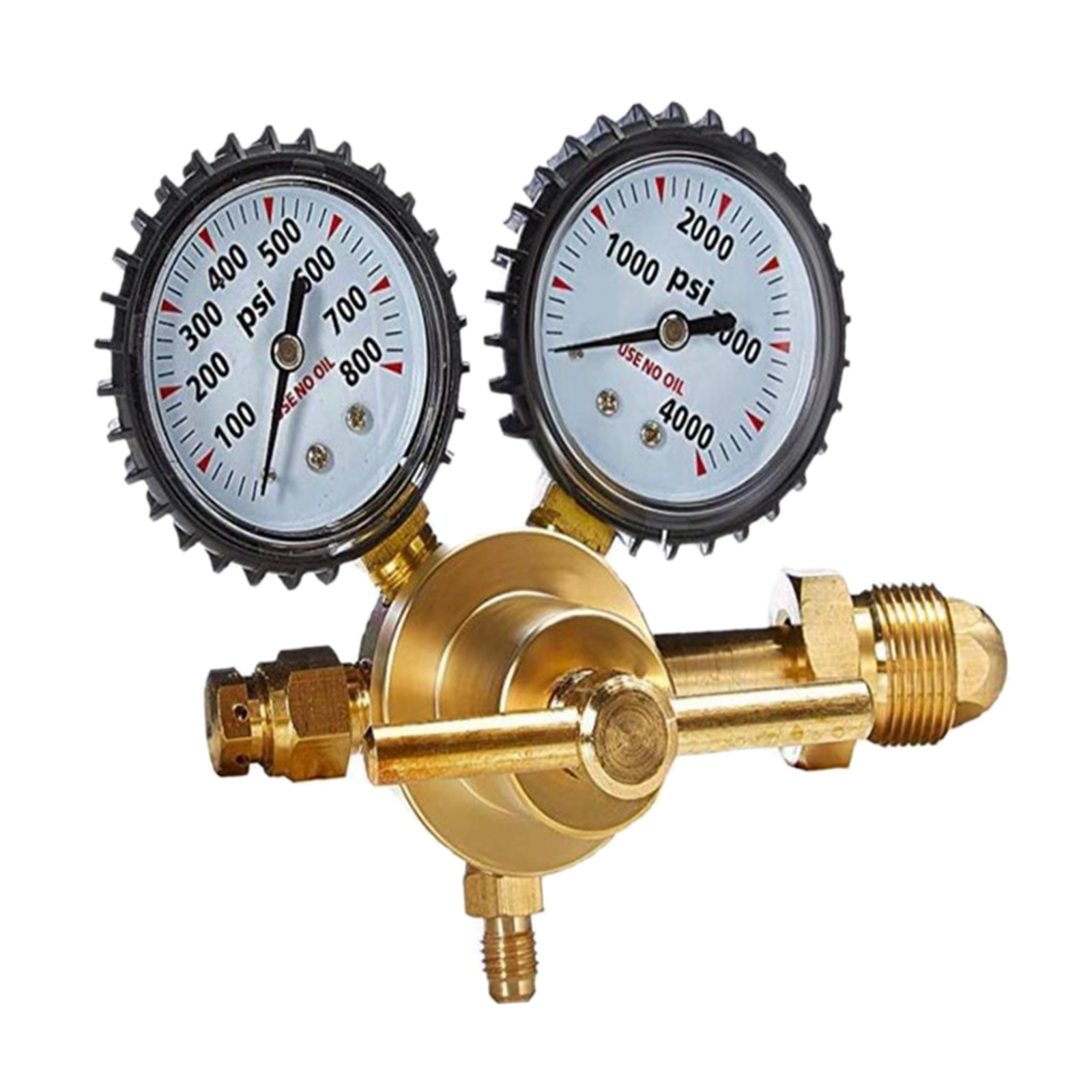 Nitrogen Regulator Gauge Pressure Equipment Brass CGA580 Inlet Connection Gauges 0-800PSI CGA580 Inlet 1/4 inch Flare Output