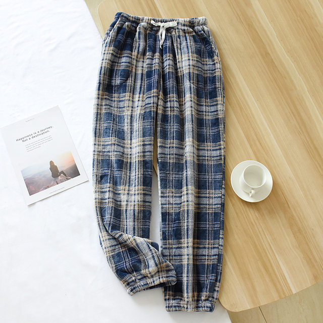 Pure Cotton Sleep Bottoms Women fashion Plaid Lounge Pants Plus Size Female  Pajamas Sleepwear home Trousers