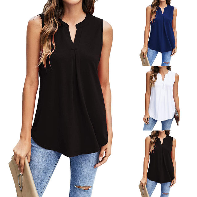 Camisas para Mujer Moda Verano Casual sólido Sexy Camisas Damas sin Mangas  Bandeau Chaleco Regatas Camisa, Preto, Small : : Moda