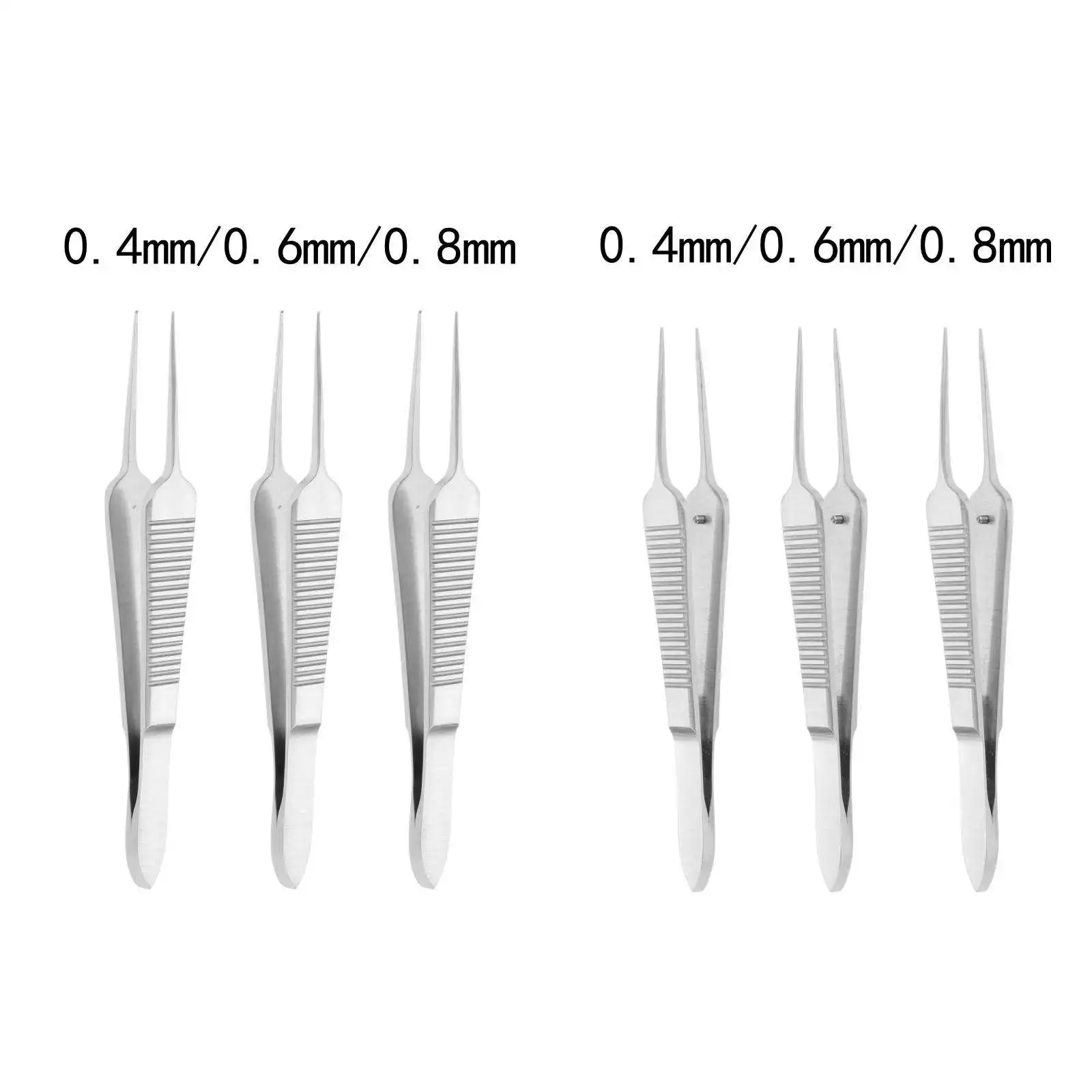 Micro Forceps Safety Use Pointed Short Tweezers for Cosmetic Surgery Hair Removal Hotel - Diameter 0.4 mm, Serrated 102mm