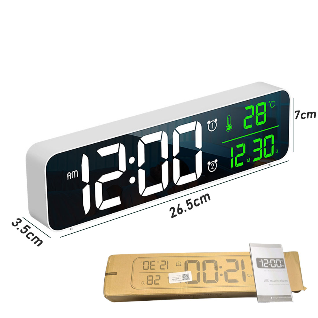 Alarm Clock Bedroomled Desk Clock With Usb Port Digital Mirror Alarm Clock For Bedrooms Snooze Function Electronic Desk Clocks Styleawhite
