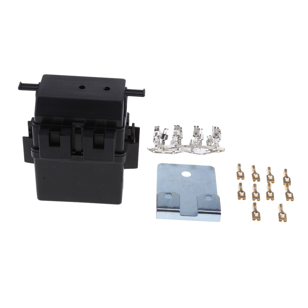 1 Set Black 2 Way Circuit Auto Relay Blade Fuse Box Insurance Panel Metal