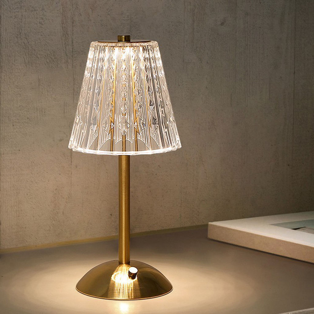 Crystal Bedside Table Lamp LED Touch Control for Decorative Dining Room