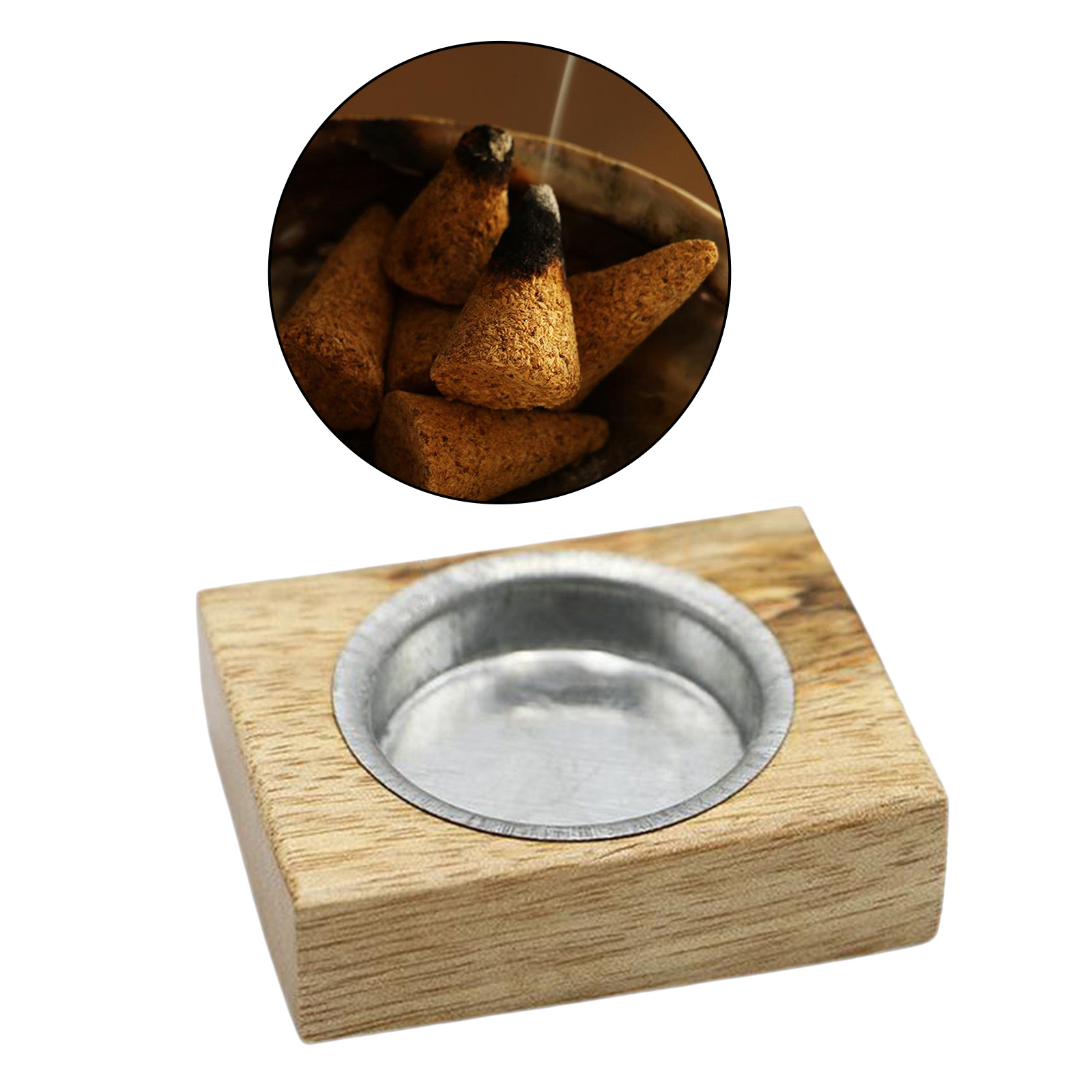Incense Burner Stand Wooden Cone Incense Stick Wax Candle Ash Catcher Supply