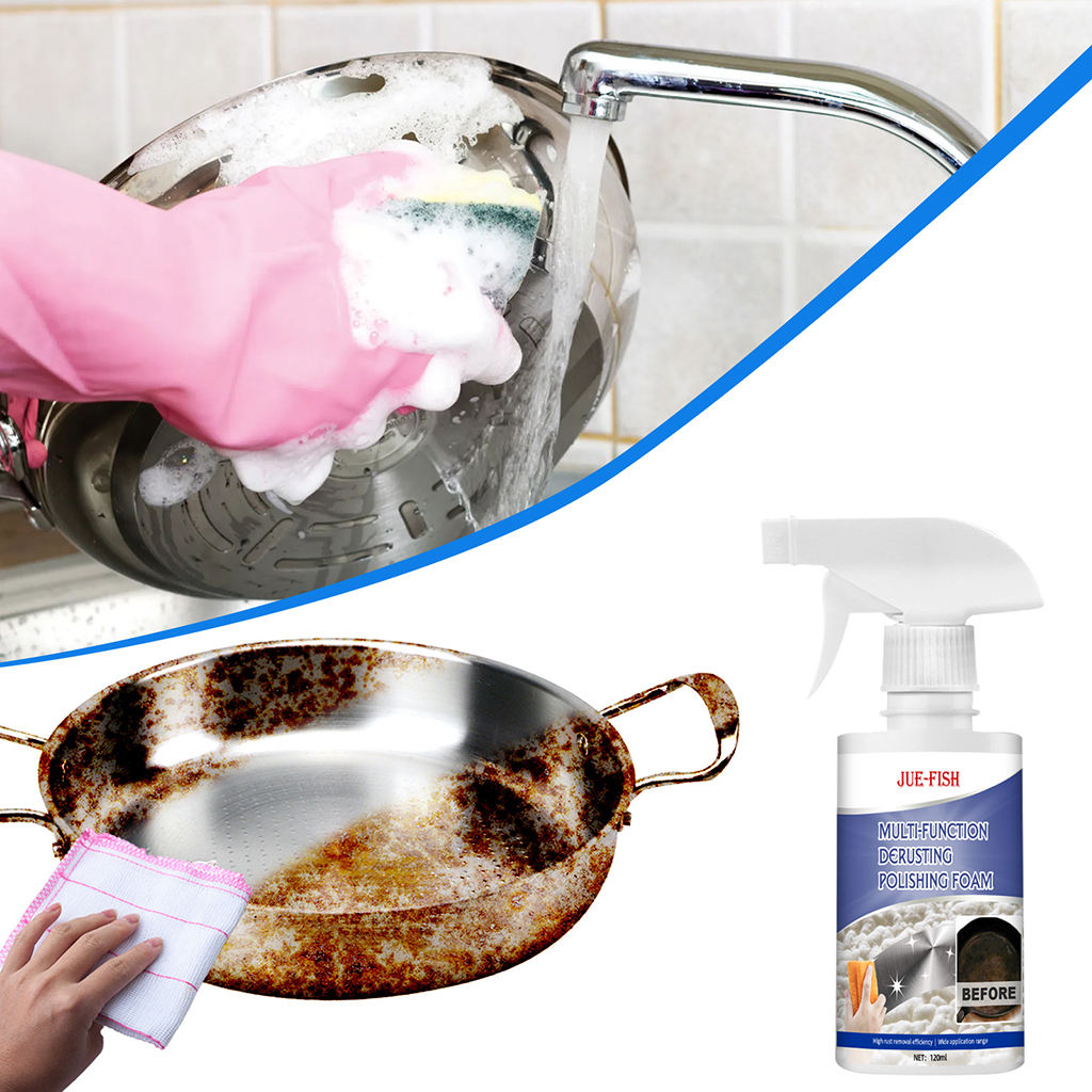 120ML All-Purpose Foam Cleaner Rust Remover Polishing for Grease Rust on Car Interior Appliances Kitchen Auto Accessories