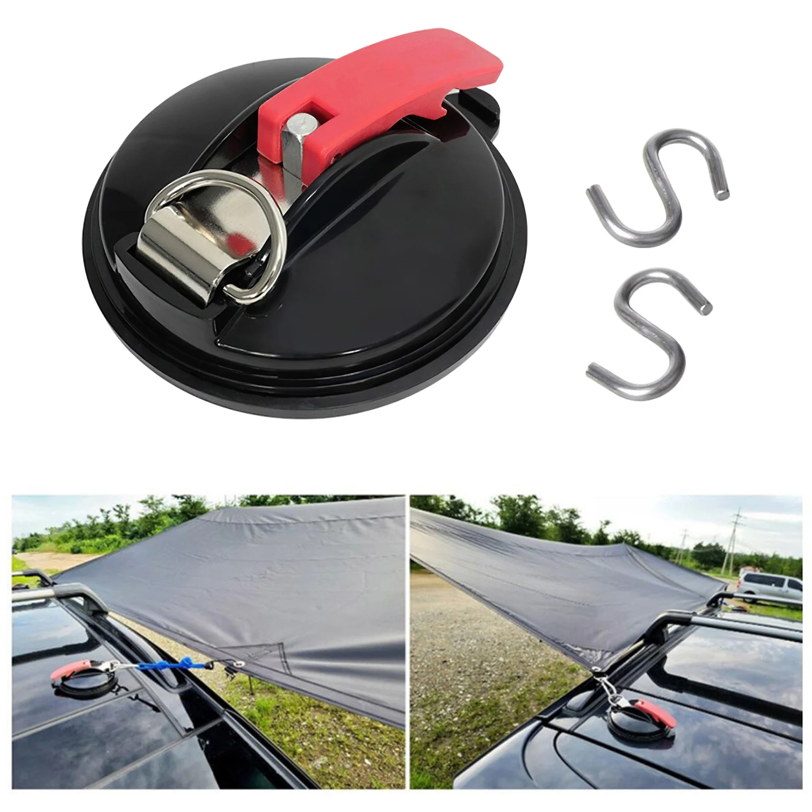 Suction Cup Anchor Heavy Duty Tie Down Car Mount Luggage Tarps Tents with Securing Hook Universal for Car Truck