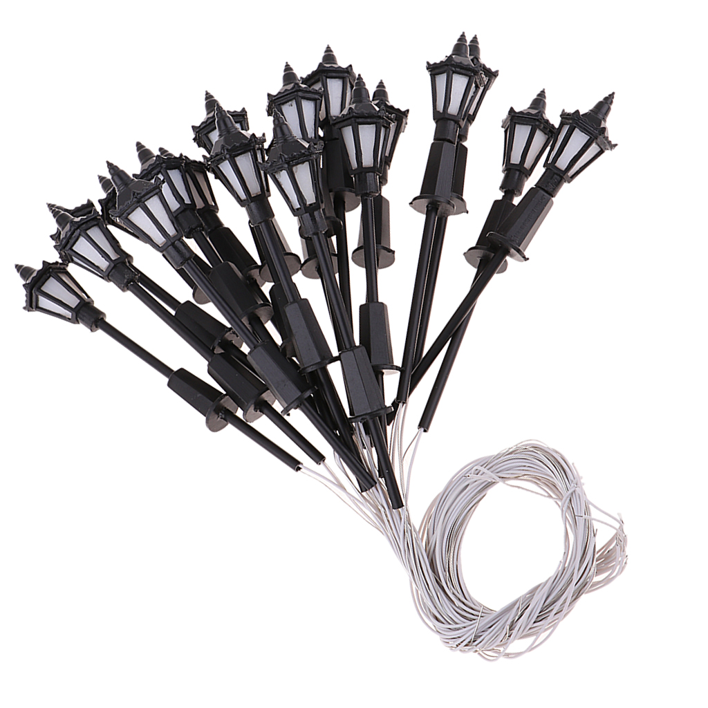 Set of 20 H0 1: 100 Mini Model Railway Train Lamppost LED Street Lights # 2