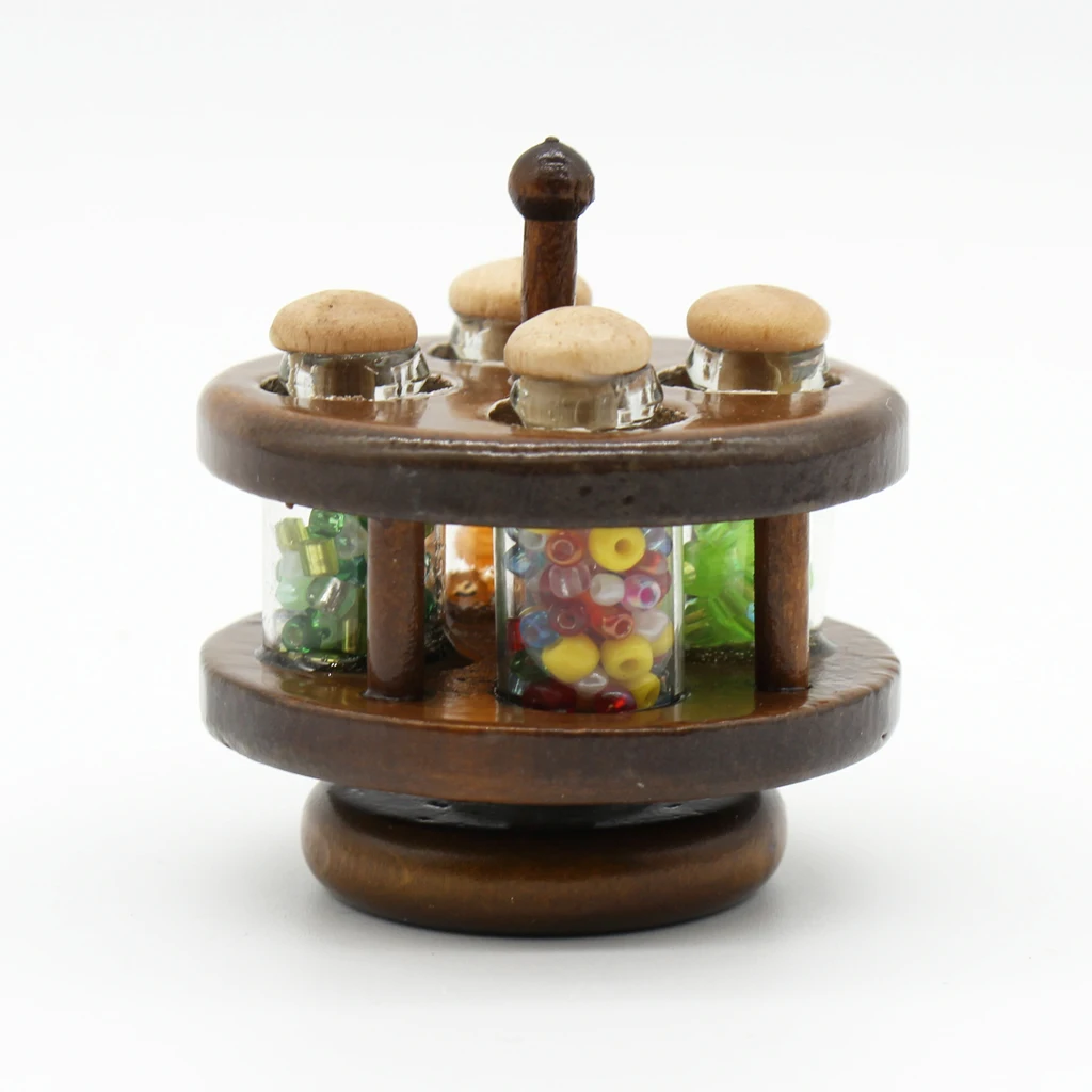 1/12 Dollhouse Kitchen Miniature 4 Spice Bottle Jars Seasoning Pot on Rack