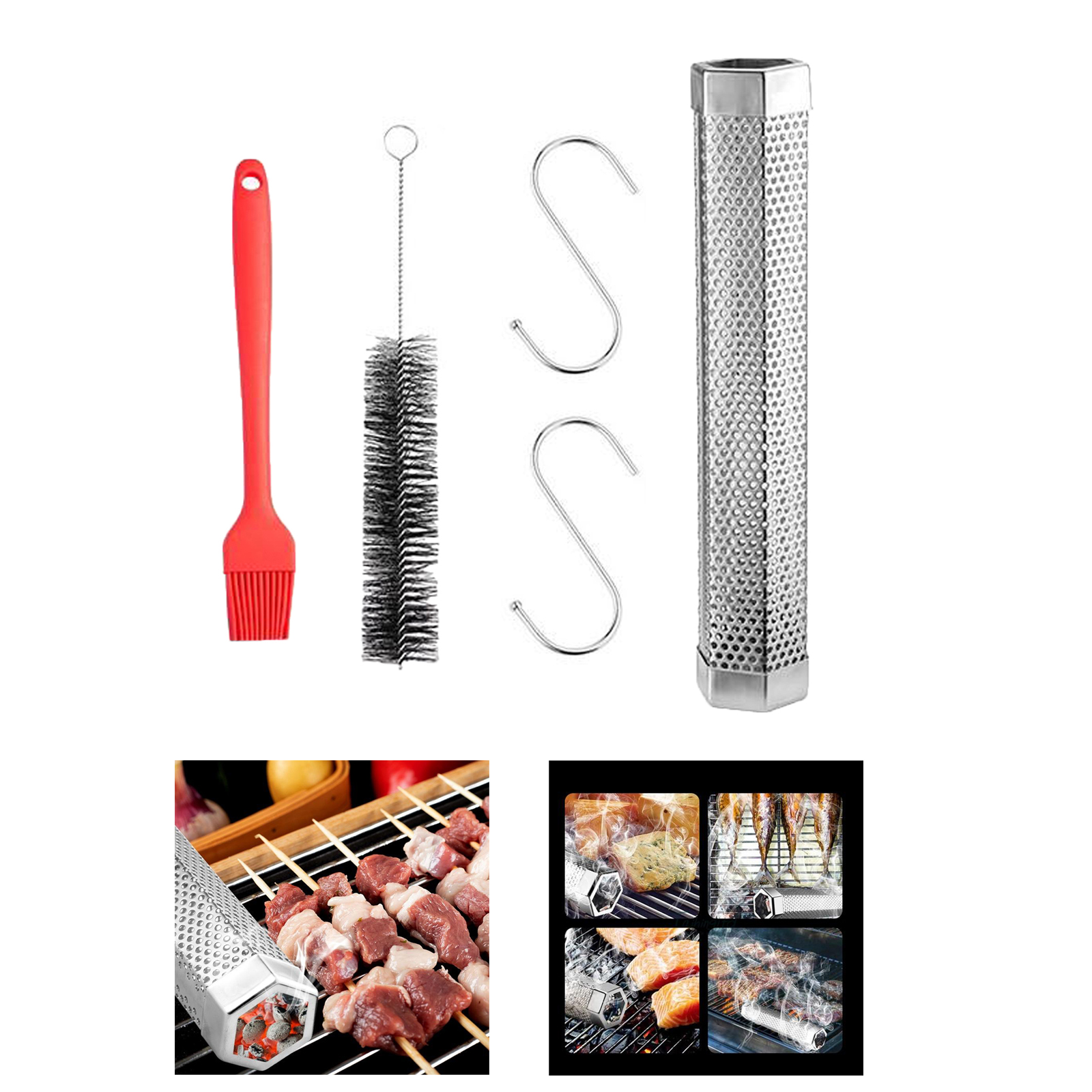 Stainless Steel Outdoor Mesh Pellet Smoker Tube Wood Grill Hot Cold Smoking