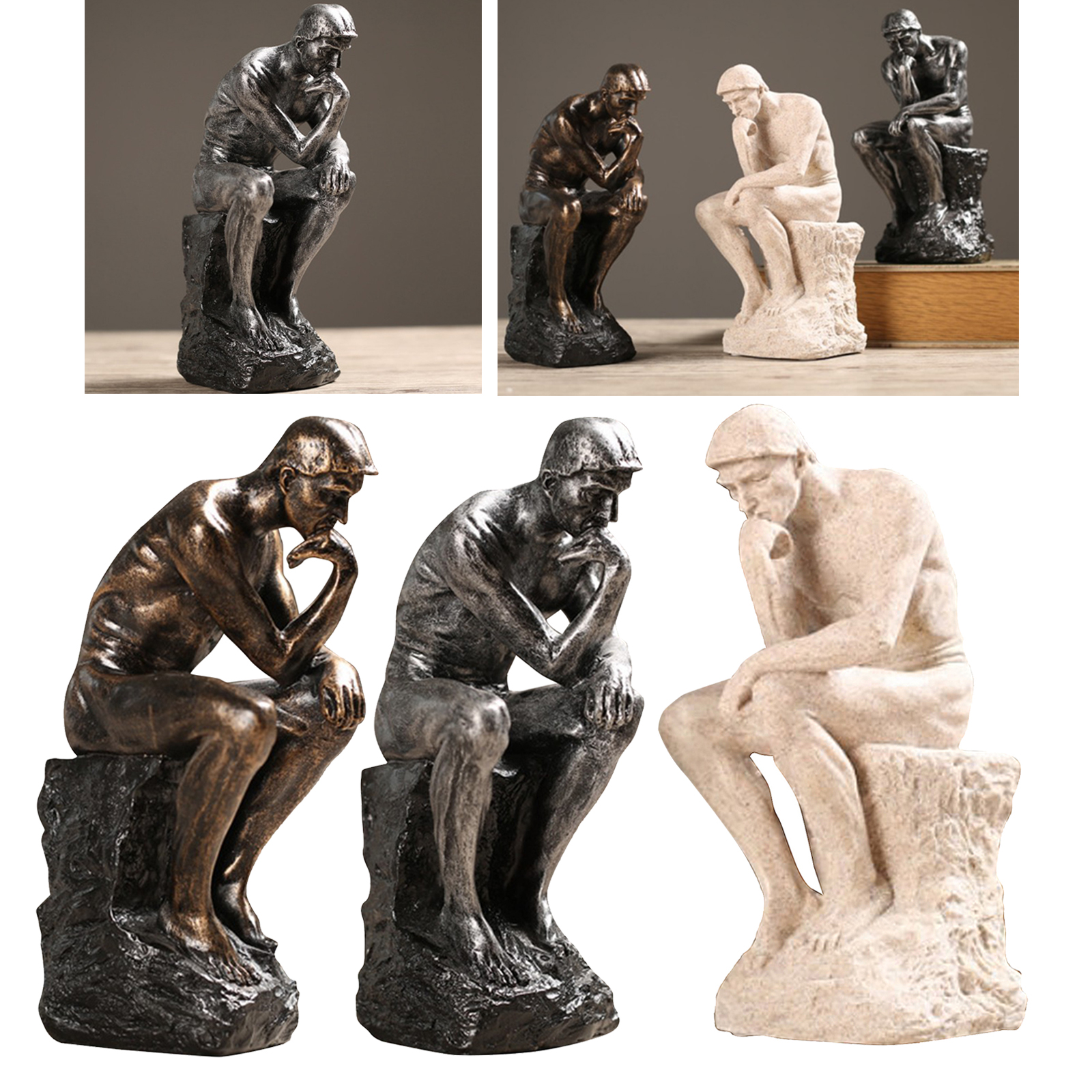 Auguste Rodin The Thinker Sitting Man Statue Figurine Resin Sculpture Modern