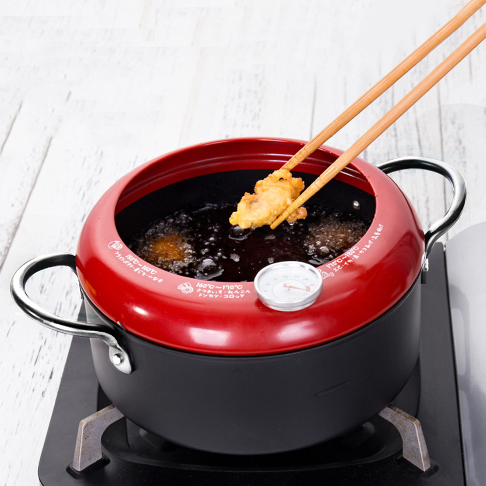 Mini Deep Frying Pot Temperature Controllable Tempura Fryer Pan Stove Top