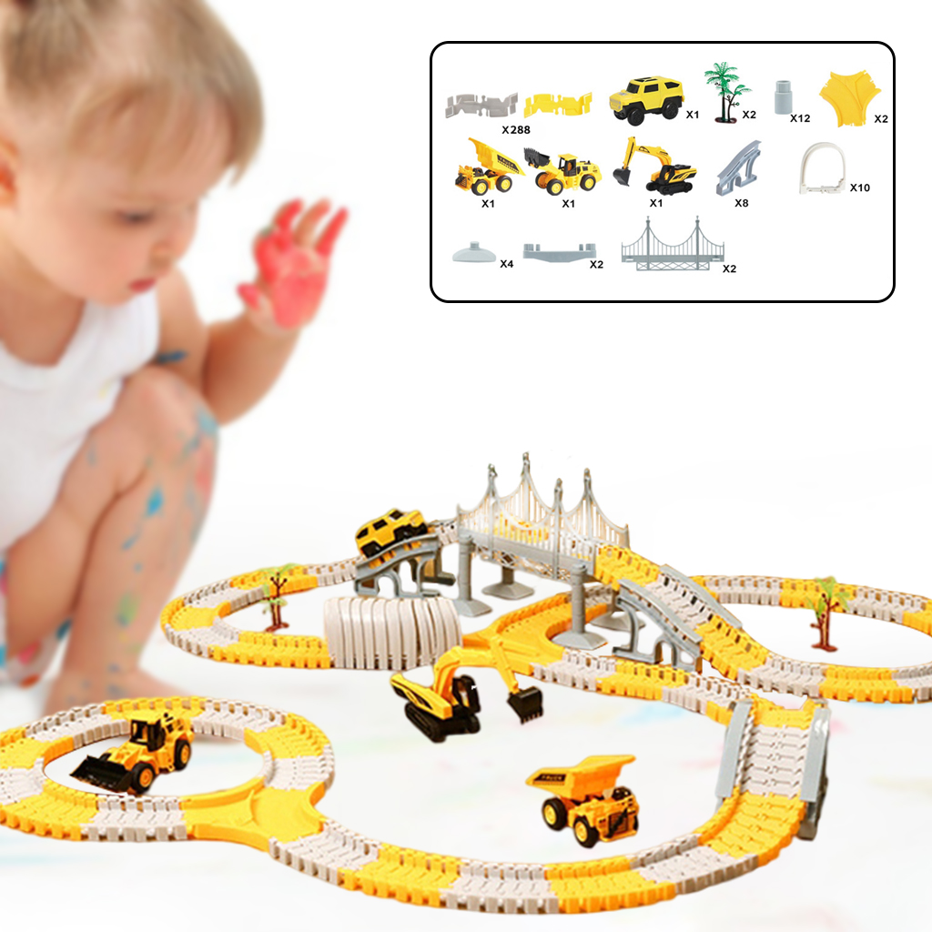 Assembly Bendable Race Track Toys Pull Back Construction Cars Playset