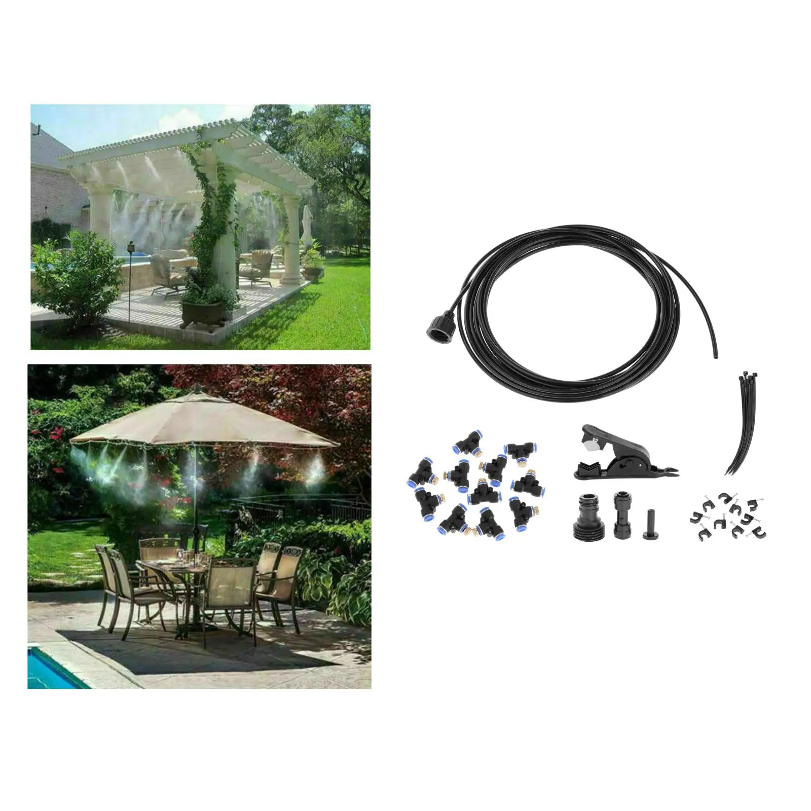 6/9/15M Outdoor Cooling Patio Misting System Fan Cooler Water Mist Gardenhouse Spray Hot Fog Misting System