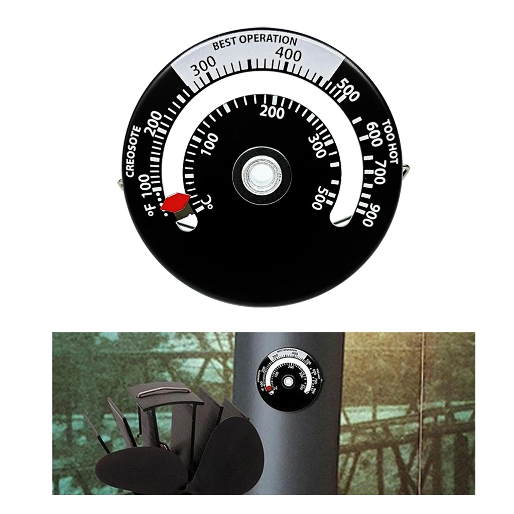 Magnetic Stove Thermometer Log Wood Burner Top Fireplace Temperature Meter Flue Pipe Thermometer for Avoid Stove Fan Damaged