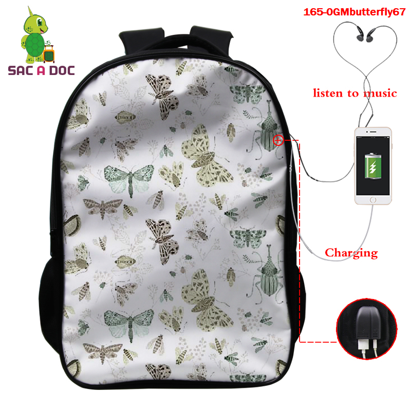 Butterfly Backpacks School Bookbags Travel Laptop Daypack 3d Printing Bag F  FLdI8DnUKO, ベビー、キッズ、マタニティ - tristanmiller.com.au