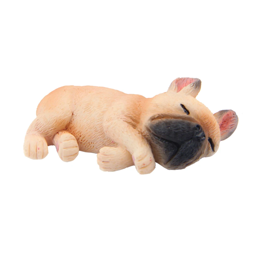 Sleeping Bulldog Corgi Dog Garden Mini Dollhouse Figurine Decor