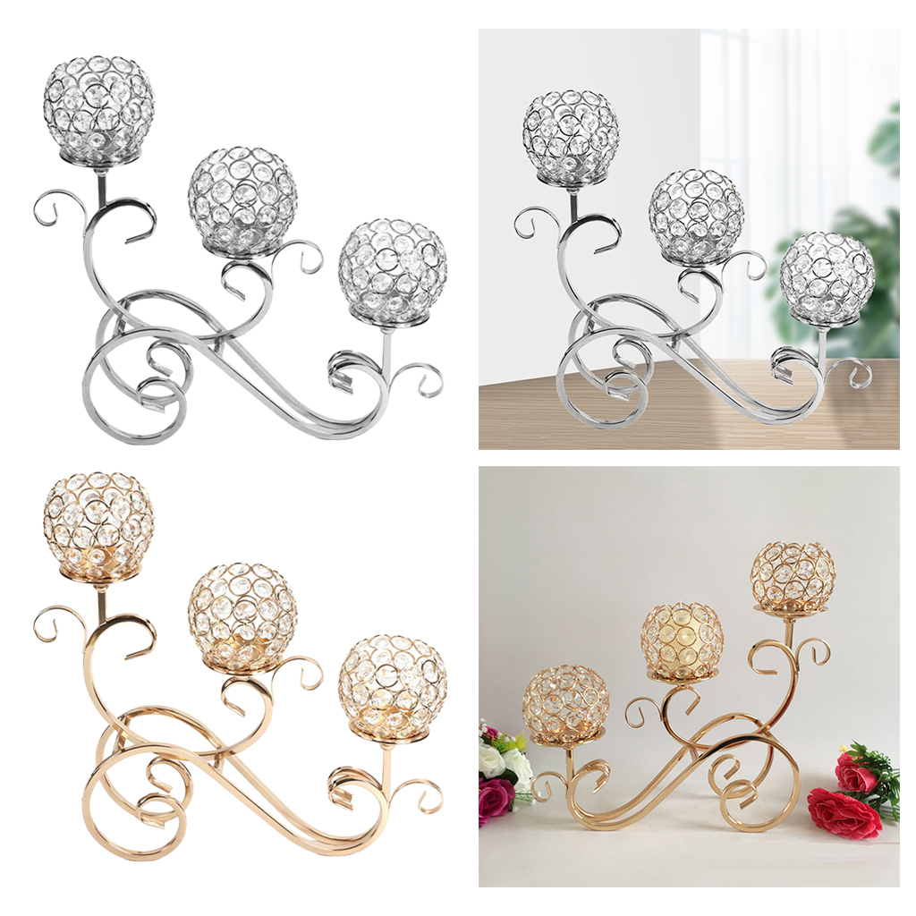 Crystal Candle Holder Decorative Sparking Globe Candelabra Wedding Centerpiece Tabletop Desk Tealight Stand Candle Stick