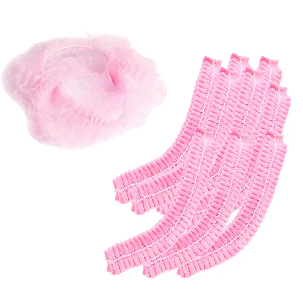 10pcs Disposable Hair s Head Anti-Dust Bouffant Kitchen Tanning  Pink