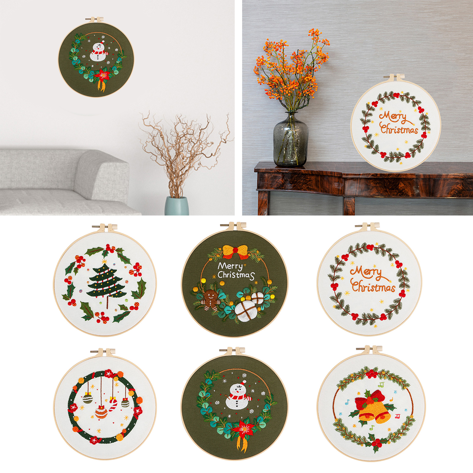 Beginner Embroidery Kit Christmas Figures Cross Stitch Full Range DIY Needlepoint Kit for Adults Kids